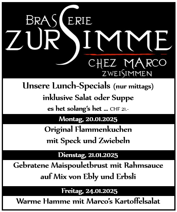 Mittagsmenü Brasserie zur Simme